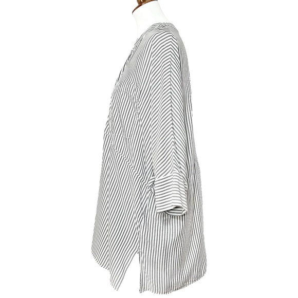 Show Me Your Mumu Striped Black White Henley Split Neck Draped Oversize Tunic S - Picture 6 of 12